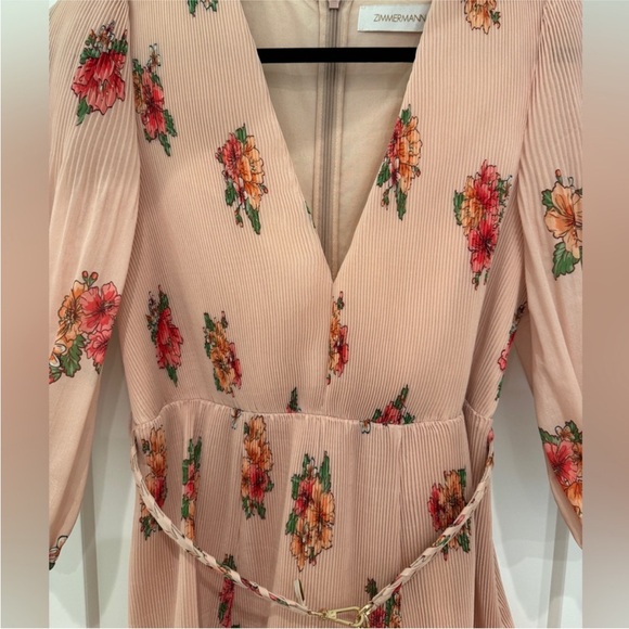 Zimmermann Fluted Floral-Print Plissè organza mini dress size 1 (US 6) - Picture 3 of 4